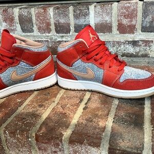 Jordan 1 youth 4 denim/burnt orange